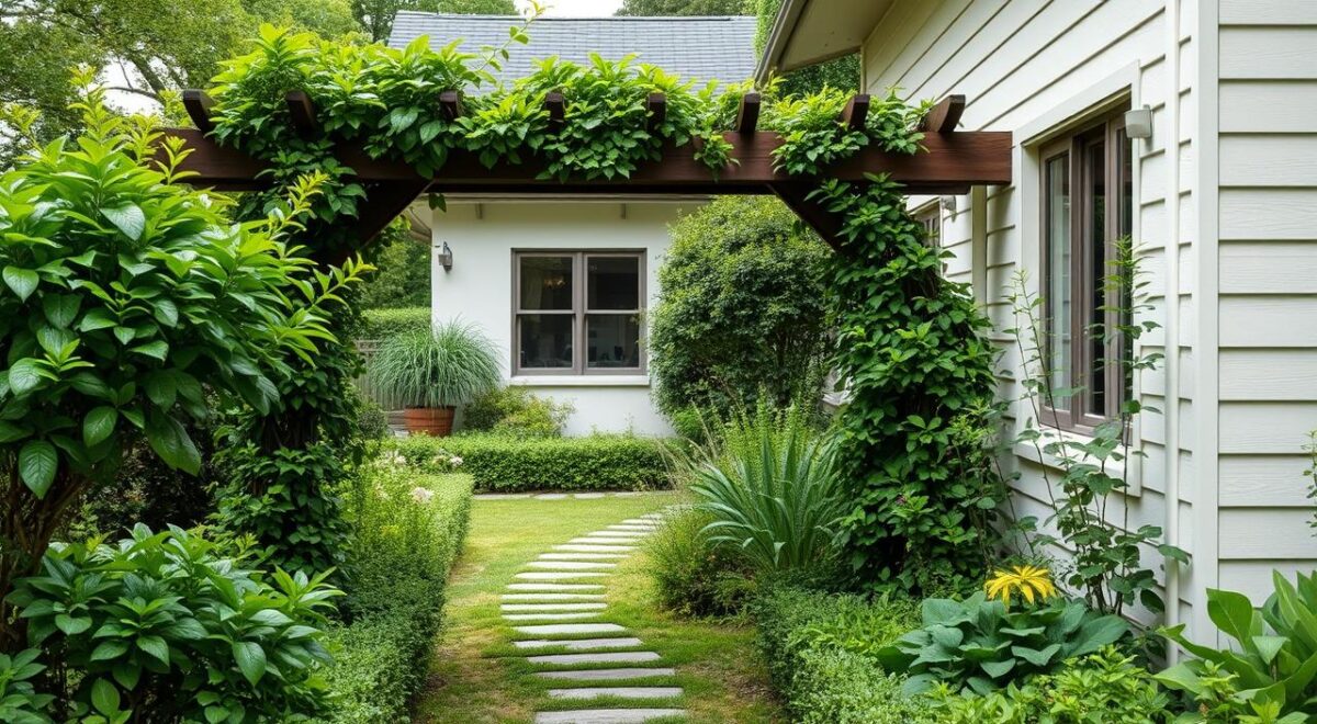 Ideias de Entrada de Casas com Jardim Simples 13 Entrada de casas com jardim simples.