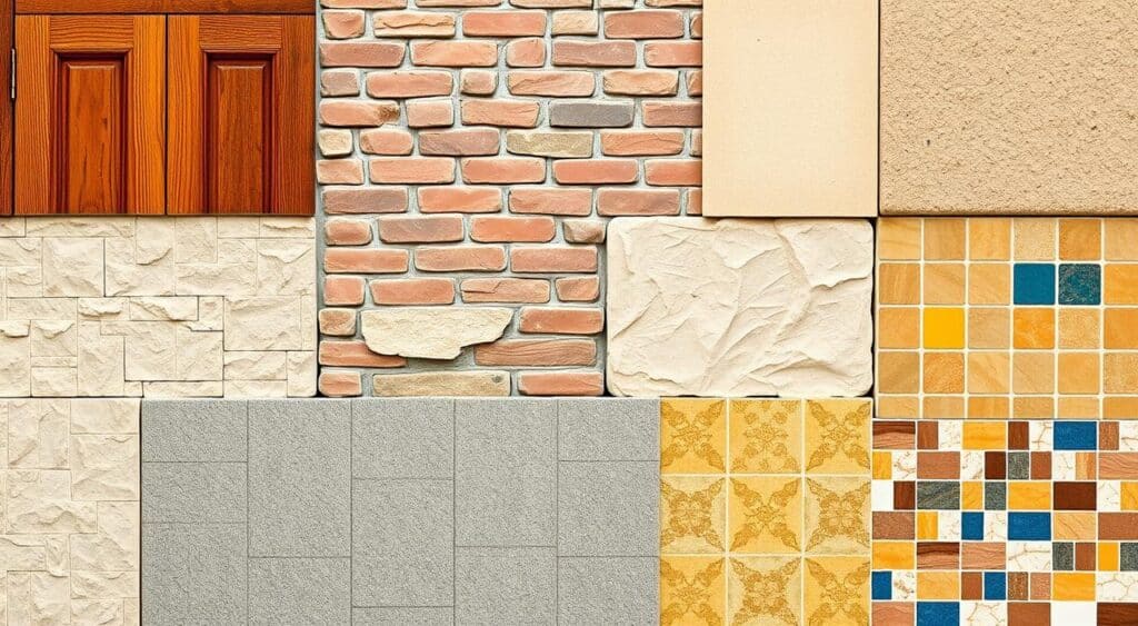 Materiais de construção e texturas para fachadas