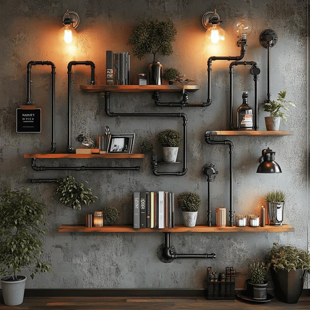 Desvende 20 Ideias Criativas com Cano PVC para Transformar sua Decoração em Estilo Industrial! 4 20 Ideias de Prateleira de Cano PVC para uma Bela Decoração Industrial