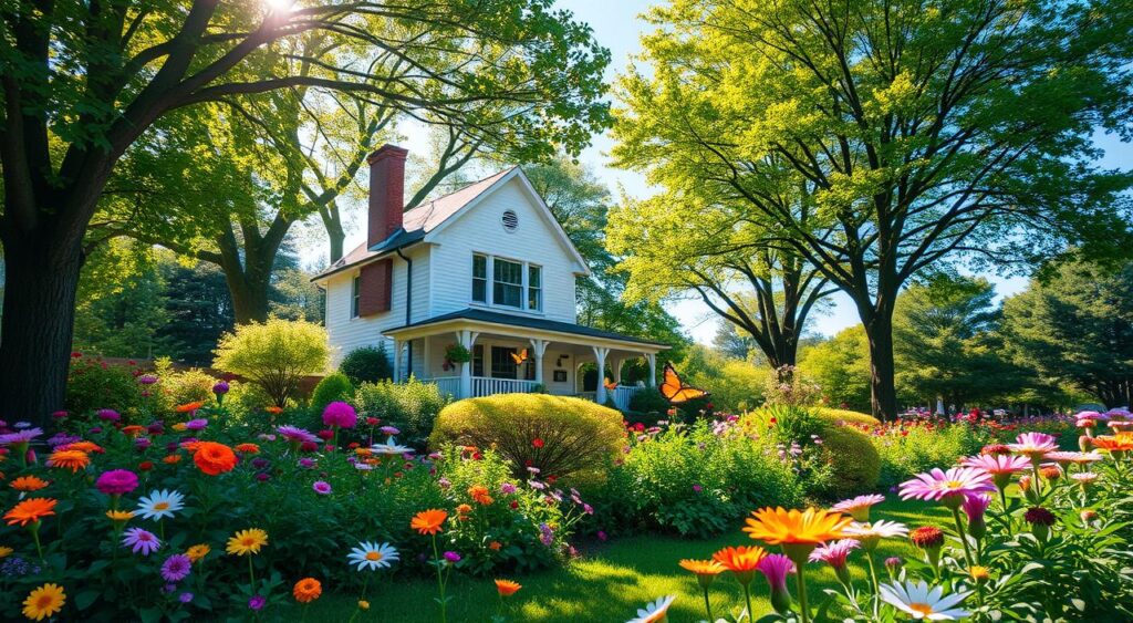 Casa com Jardim: Dicas para Um Refúgio Natural e Sustentável 7 Imagem de um sonho com uma casa e jardim, ilustrando conectividade com a natureza.