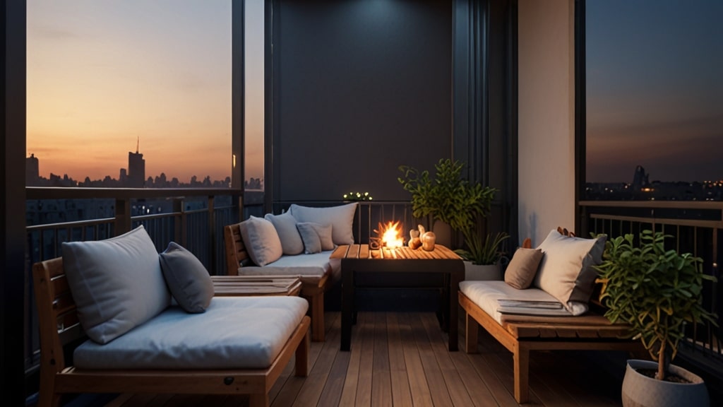Transforme seu Espaço Pequeno: Dicas de Gourmet para Aproveitar Cada Metro! 7 Imagem de uma varanda bem iluminada, mostrando plantas e uma atmosfera relaxante.