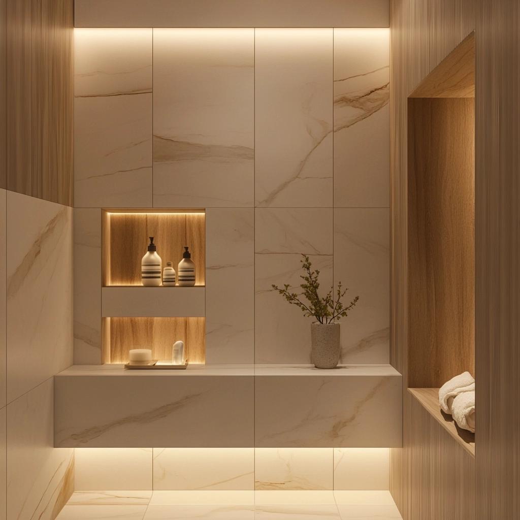 10 Ideias de Nicho de Porcelanato para Banheiro 8 10 Ideias de Nicho de Porcelanato para Banheiro