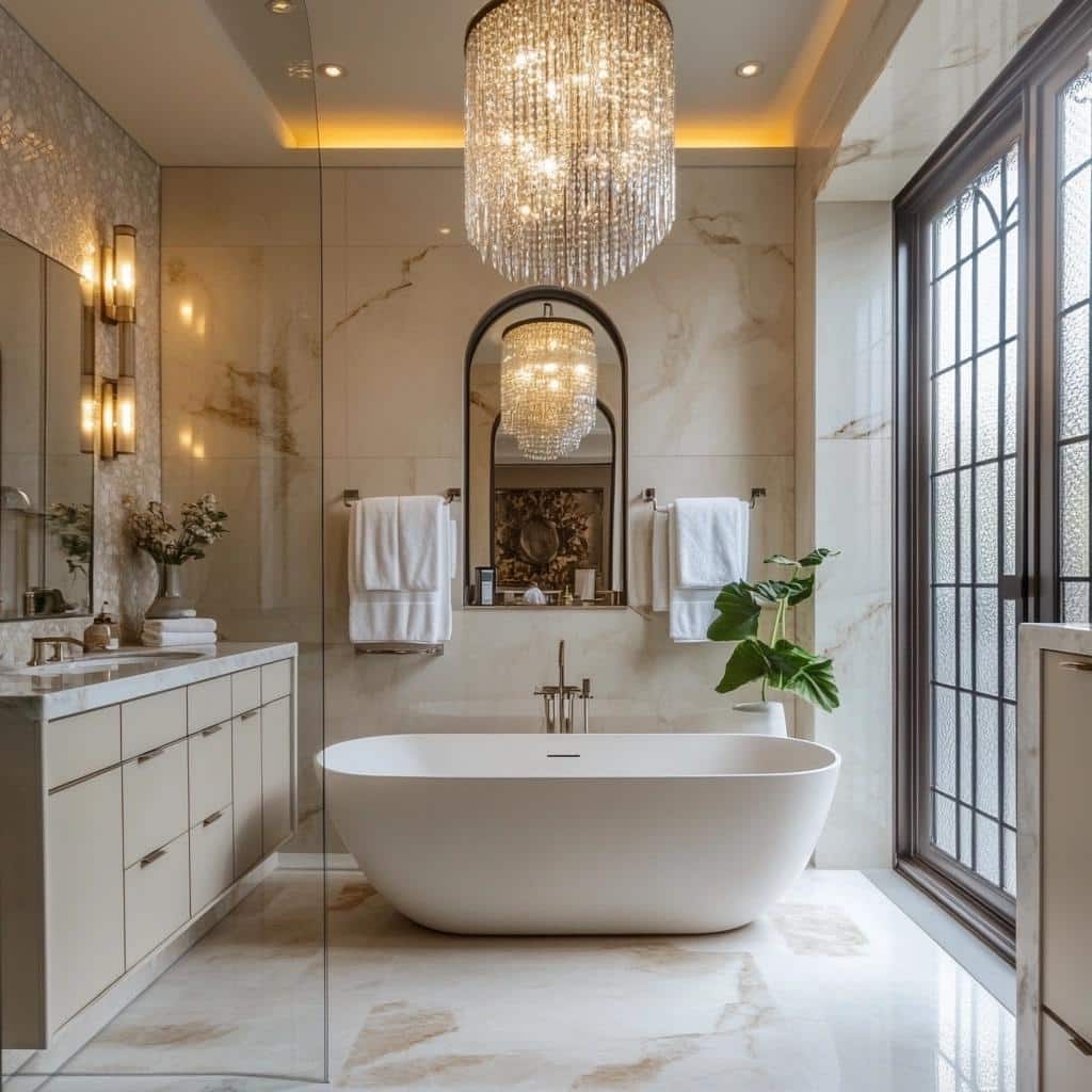 Descubra 15 Ideias Impressionantes para Transformar Seu Banheiro em um Espaço Luxuoso e Glamouroso! 2 15 Ideias de Banheiro Moderno Luxuoso para um Visual Glamuroso
