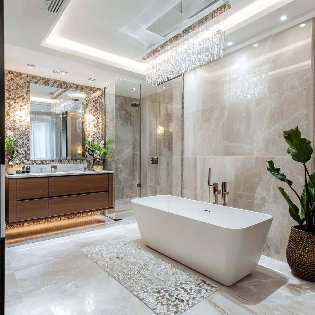 Descubra 15 Ideias Impressionantes para Transformar Seu Banheiro em um Espaço Luxuoso e Glamouroso! 6 15 Ideias de Banheiro Moderno Luxuoso para um Visual Glamuroso