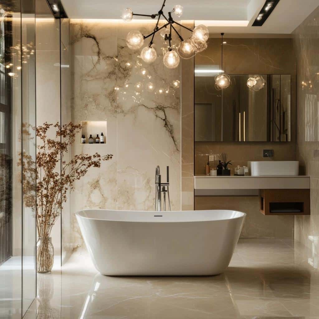 Descubra 15 Ideias Impressionantes para Transformar Seu Banheiro em um Espaço Luxuoso e Glamouroso! 8 15 Ideias de Banheiro Moderno Luxuoso para um Visual Glamuroso