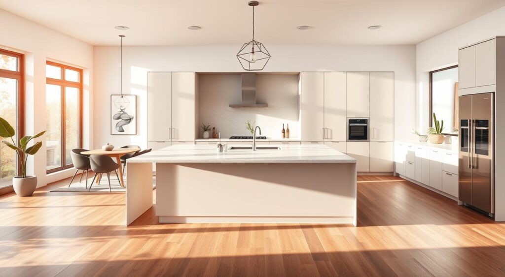 Transforme Seu Espaço: Segredos de Designers para uma Cozinha Americana e Sala de Estar Incríveis! 5 Características da cozinha americana: integração de ambientes.