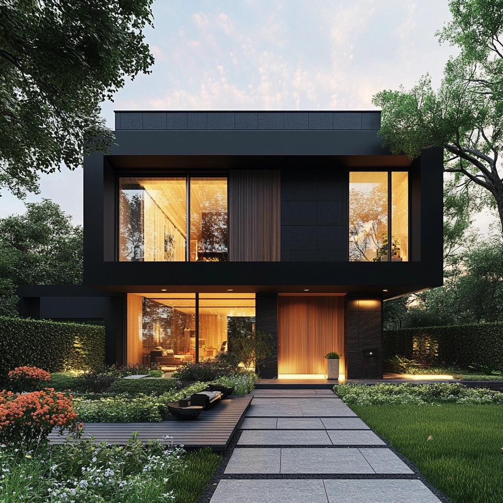Transforme sua Casa: Segredos do Estilo Moderno com Fachada Preta! 16 Casa com Fachada Preta: Estilo Moderno e Dicas Imperdíveis!