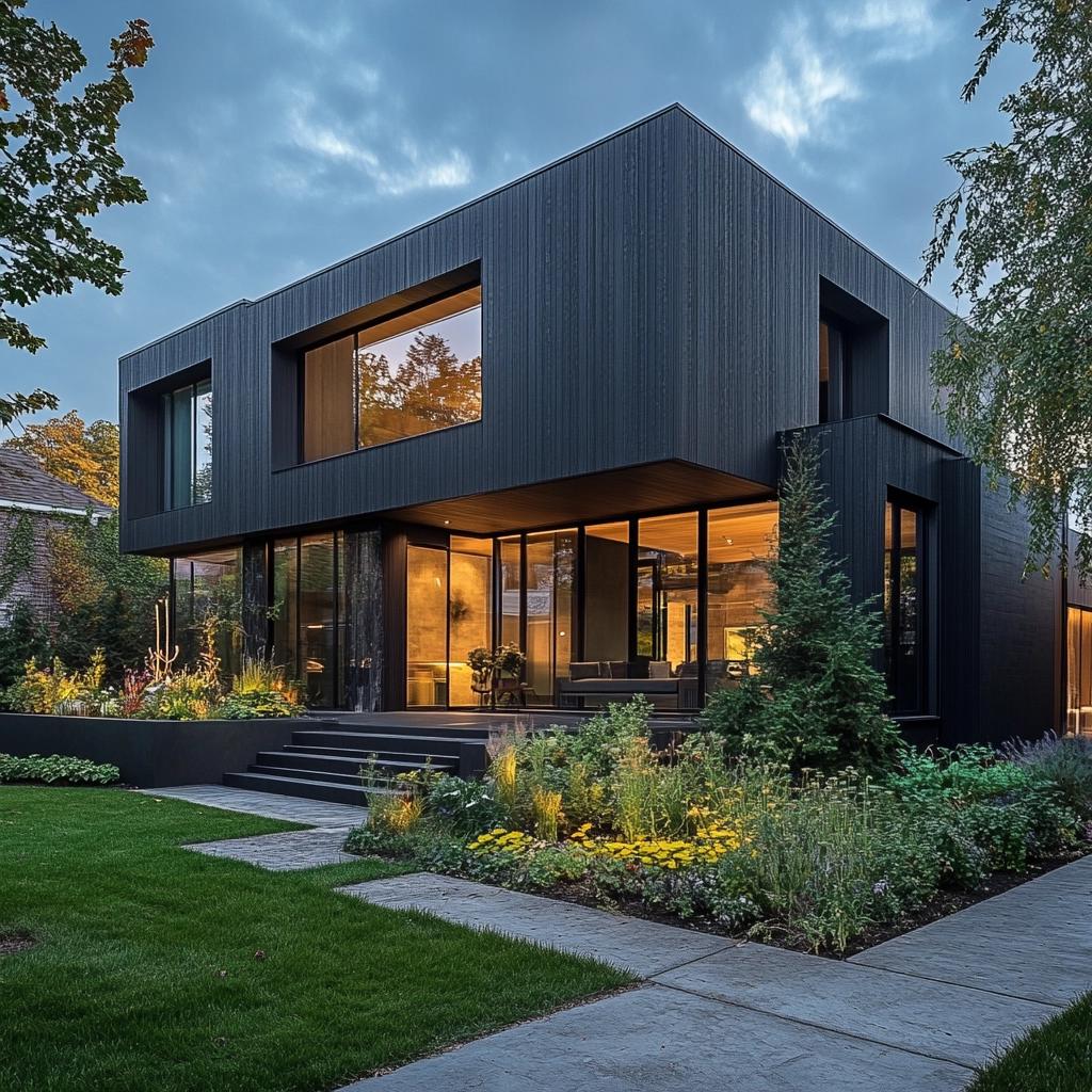 Transforme sua Casa: Segredos do Estilo Moderno com Fachada Preta! 18 Casa com Fachada Preta: Estilo Moderno e Dicas Imperdíveis!