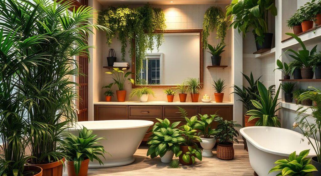 Transforme seu Banheiro com Plantas Artificiais: Dicas Imperdíveis para uma Decoração Incrível! 9 Decoração de banheiro com plantas artificiais.