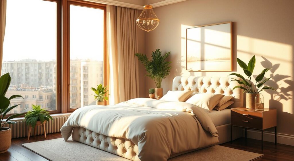 Transforme Seu Quarto em 2025: Dicas Surpreendentes e Inspirações que Você Não Pode Perder! 10 Decoração de quarto de casal que promove conforto e estilo de maneira acolhedora e romântica.