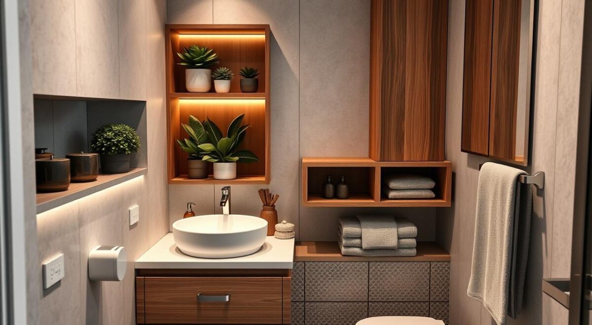 Descubra as Melhores Dicas para Aproveitar Cada Cantinho do Seu Banheiro Pequeno! 3 Decoração em ambientes compactos.