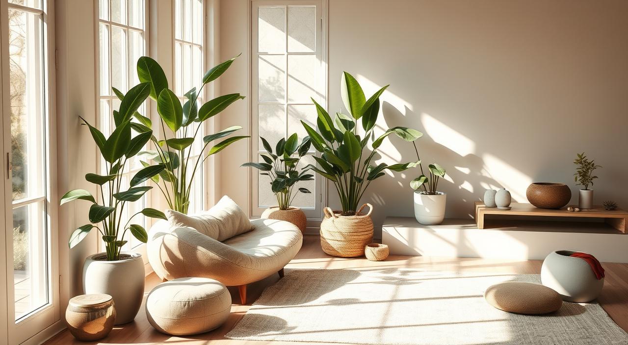 Transforme sua Sala: Segredos de Designers para uma Decoração Elegante em 2025! 3 Espaços de bem-estar bem decorados e iluminados, transmitindo conforto e elegância.
