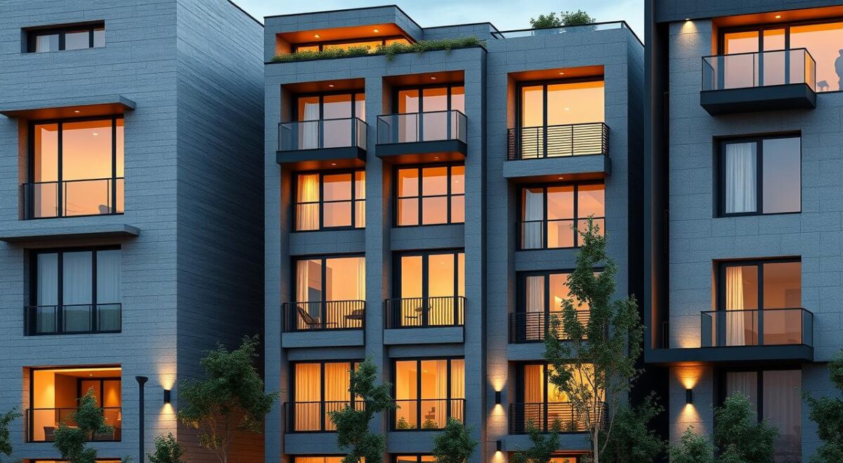 Descubra as Tendências Modernas que Transformam Fachadas em Obras de Arte! 3 fachadas de prédio residencial