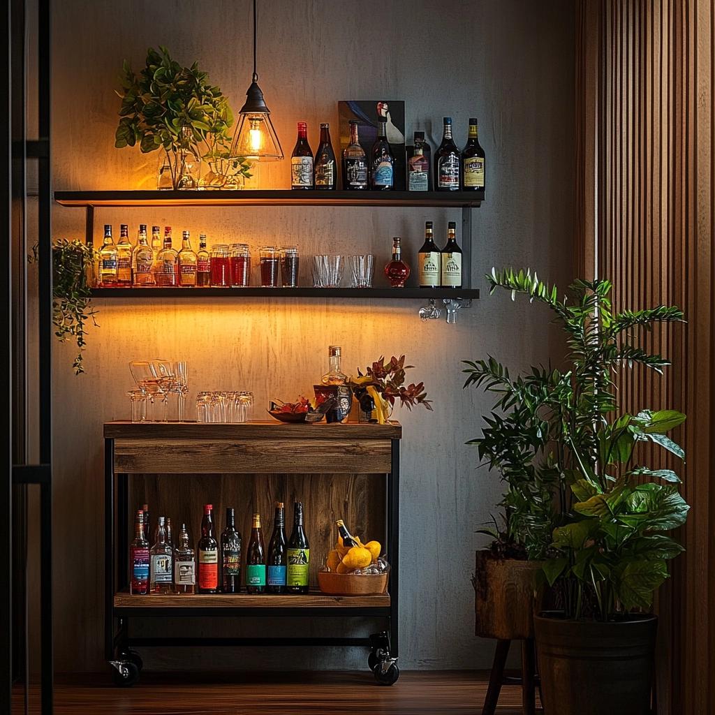 Transforme Seu Espaço: 57 Ideias Incríveis para Montar um Home Bar em Casa! 6 57 Ideias para Criar um Home Bar na Sua Casa
