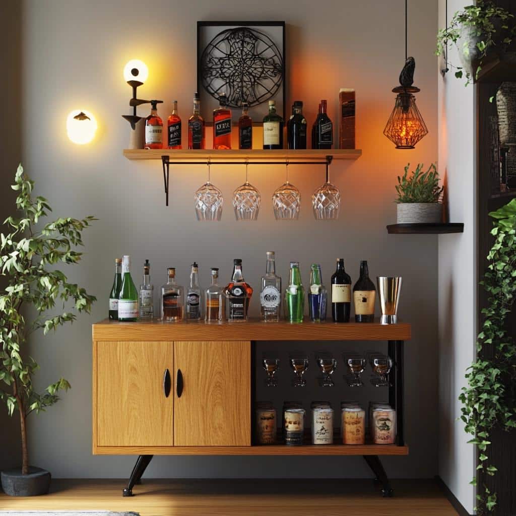 Transforme Seu Espaço: 57 Ideias Incríveis para Montar um Home Bar em Casa! 8 57 Ideias para Criar um Home Bar na Sua Casa