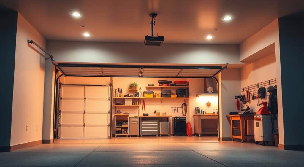 Imagem da iluminação da garagem com foco em segurança.