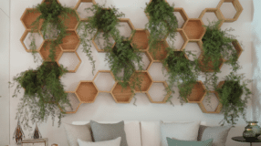 Nicho hexagonal em uma composição criativa.