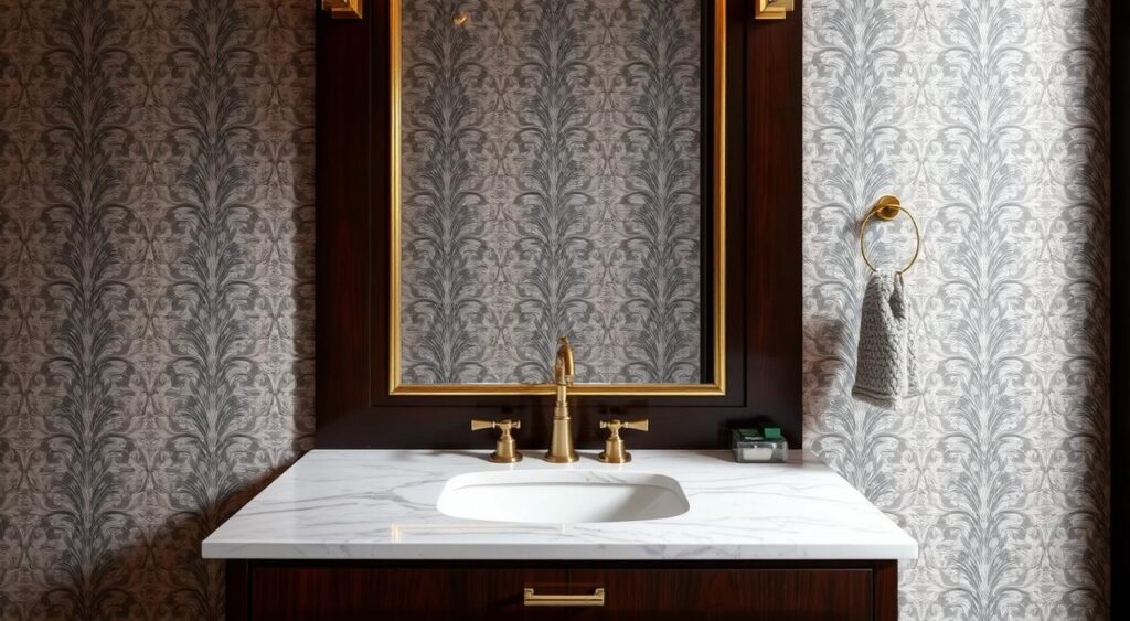 Transforme seu Lavabo Pequeno: Dicas de Estilo e Charme que Você Não Pode Perder! 5 Papel de parede na decoração do lavabo.