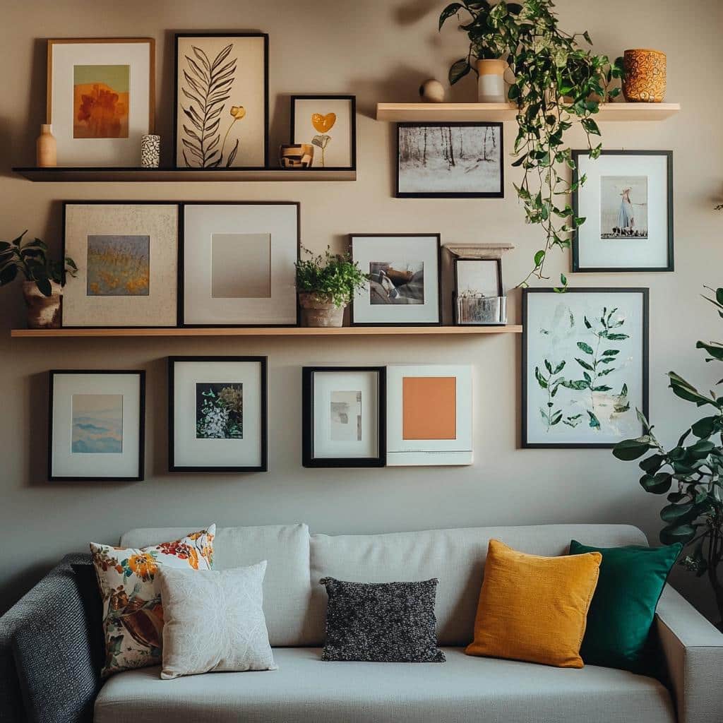 Transforme sua Decoração: 30 Ideias Criativas para Usar Prateleiras de Quadros! 4 PRATELEIRA PARA QUADROS: 30 MANEIRAS DE USAR NA SUA DECORAÇÃO