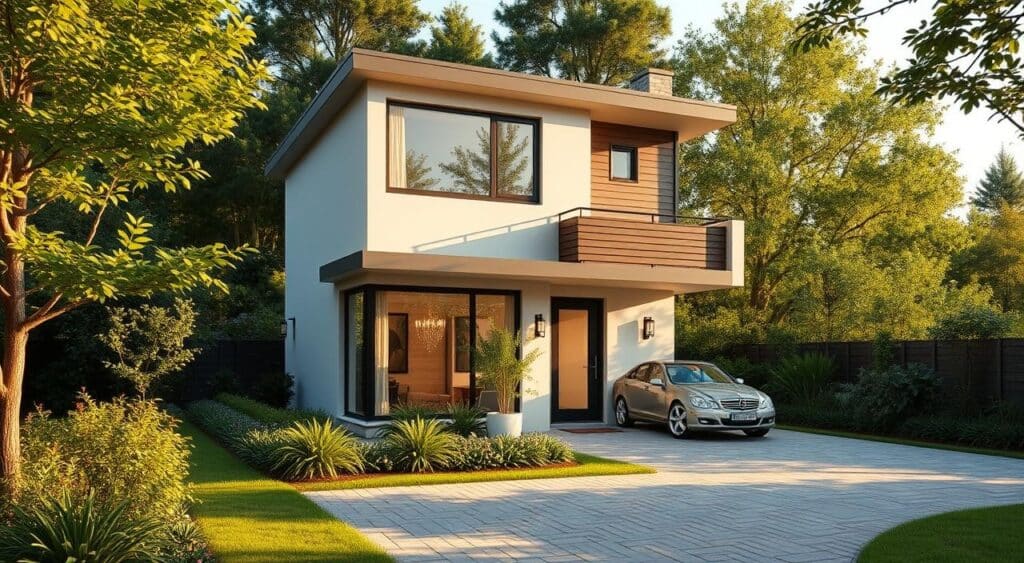 Transforme Seu Espaço: Dicas e Projetos Incríveis para Casa Simples com Garagem na Frente! 9 Residência compacta ideal para espaços pequenos.