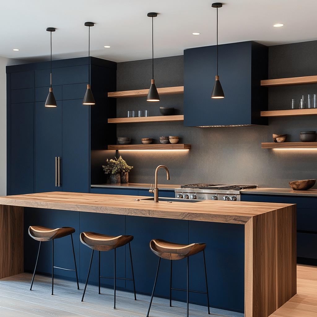 Descubra 15 Ideias Surpreendentes de Armários Azul Marinho para Modernizar sua Cozinha! 1 Transforme sua Cozinha com Estas 15 Ideias de Armários Azul Marinho Modernos