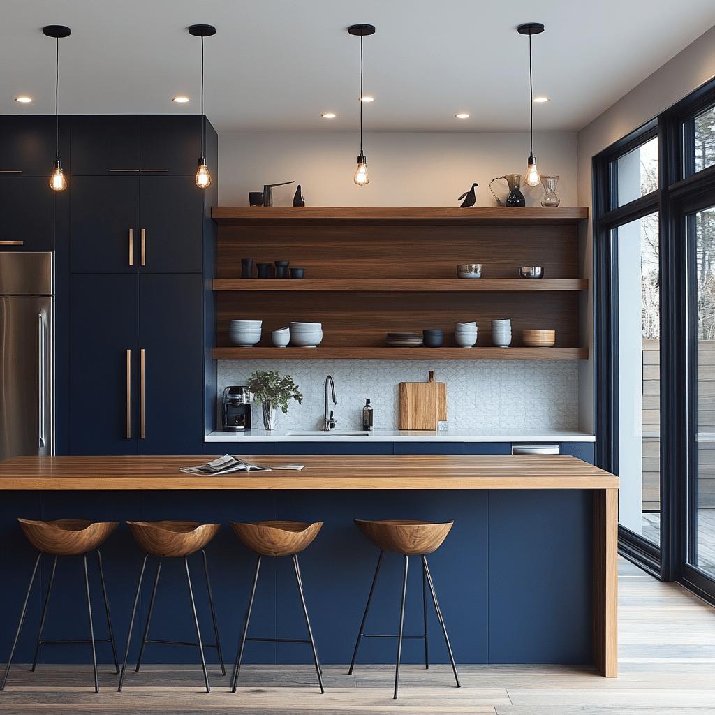 Descubra 15 Ideias Surpreendentes de Armários Azul Marinho para Modernizar sua Cozinha! 5 Transforme sua Cozinha com Estas 15 Ideias de Armários Azul Marinho Modernos