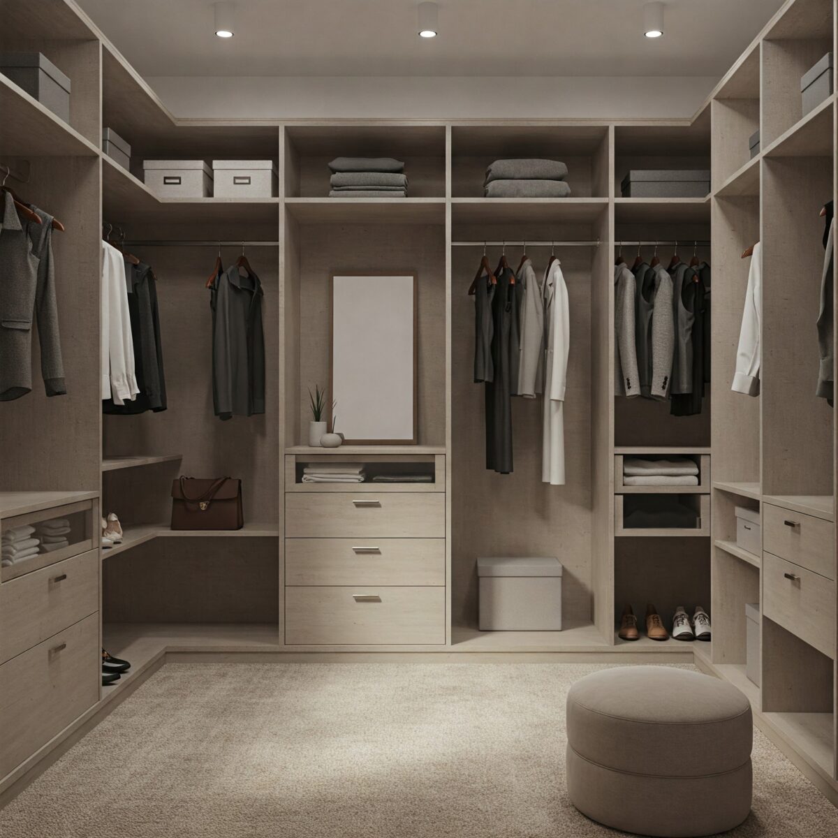 Transforme Seu Espaço: Segredos para Criar um Armário Funcional e Estiloso! 2 Design de interiores para armários, criando um espaço de armazenamento funcional e elegante.