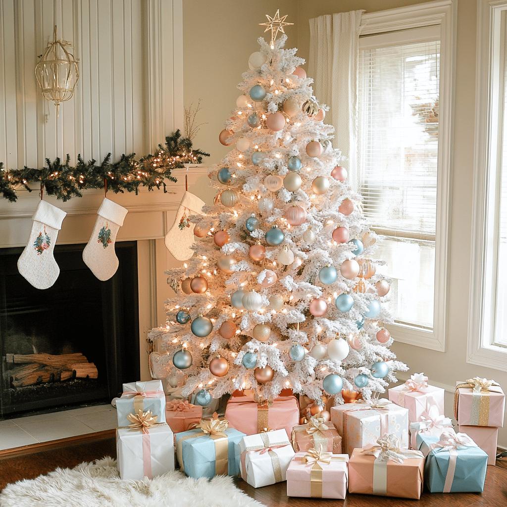 Ideias Criativas para Decorar Árvores de Natal Brancas com Elegância 6 Decoração Elegante com Árvores de Natal Brancas: 100 Ideias Criativas
