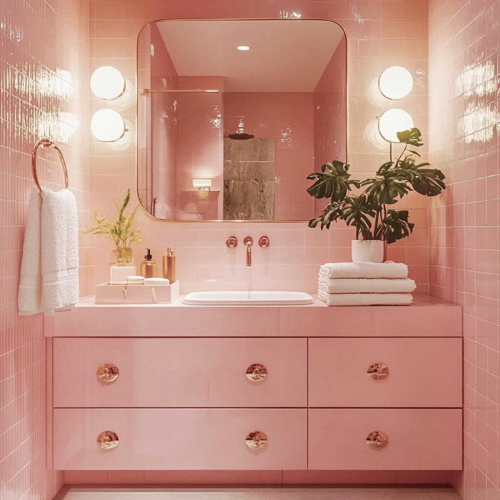 Transforme Seu Banheiro: 80 Inspirações em Rosa Que Você Precisa Ver! 8 80 FOTOS PARA QUEM SONHA EM TER UM BANHEIRO ROSA