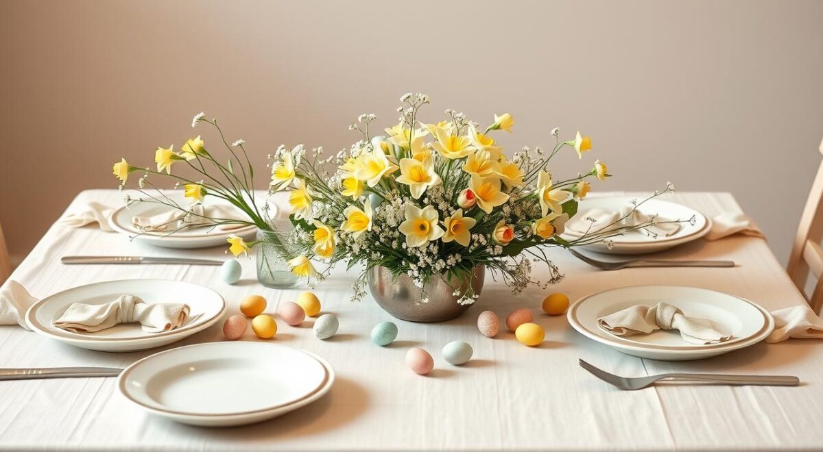 Descubra Como Transformar Sua Mesa de Páscoa com Simplicidade e Charmosa Elegância! 3 Decoração charmosa de mesa de Páscoa simples e acolhedora.