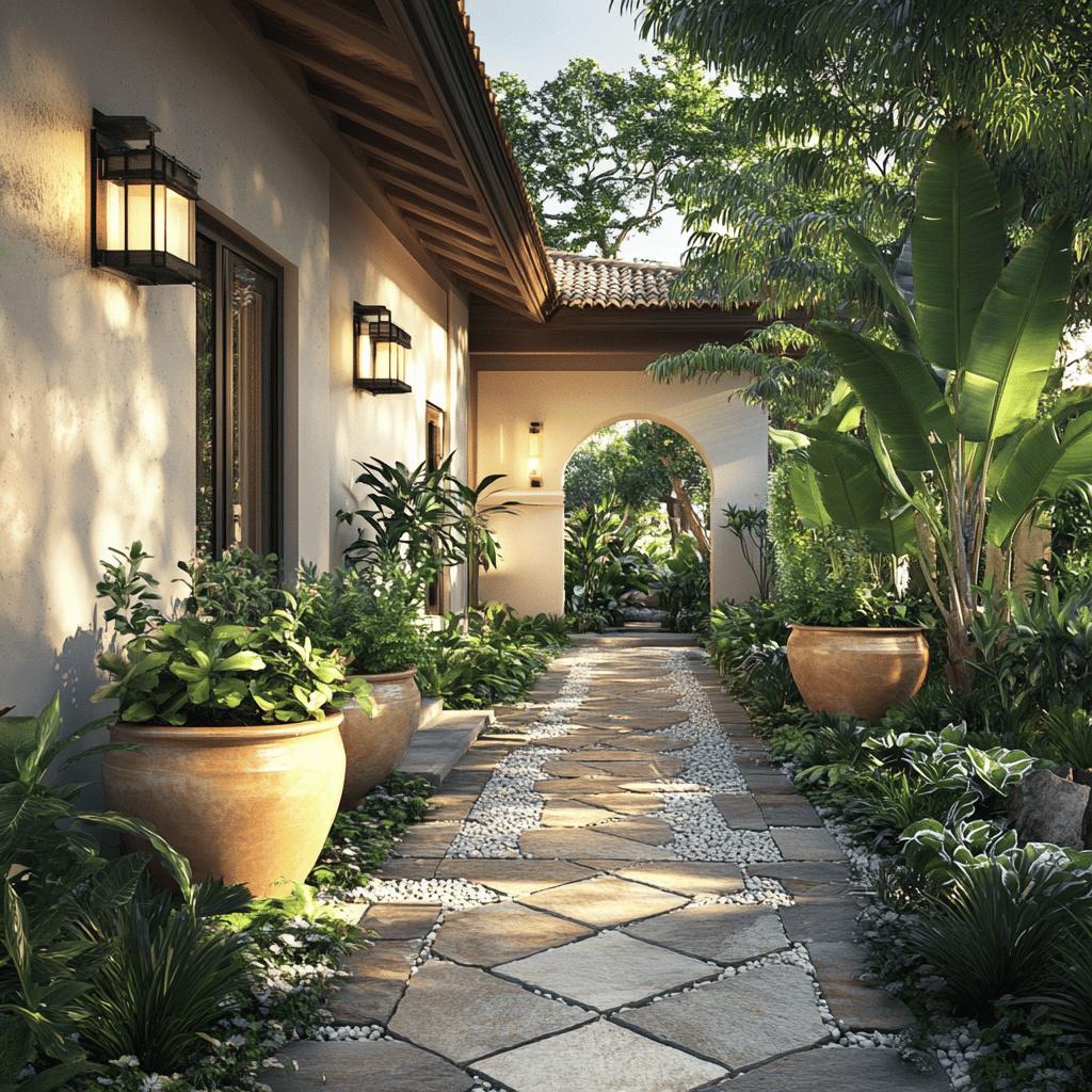 Entrada de casa com pedras, vasos e iluminação solar: simples e charmosa 1 Entrada de casa com pedras, vasos e iluminação solar: simples e charmosa