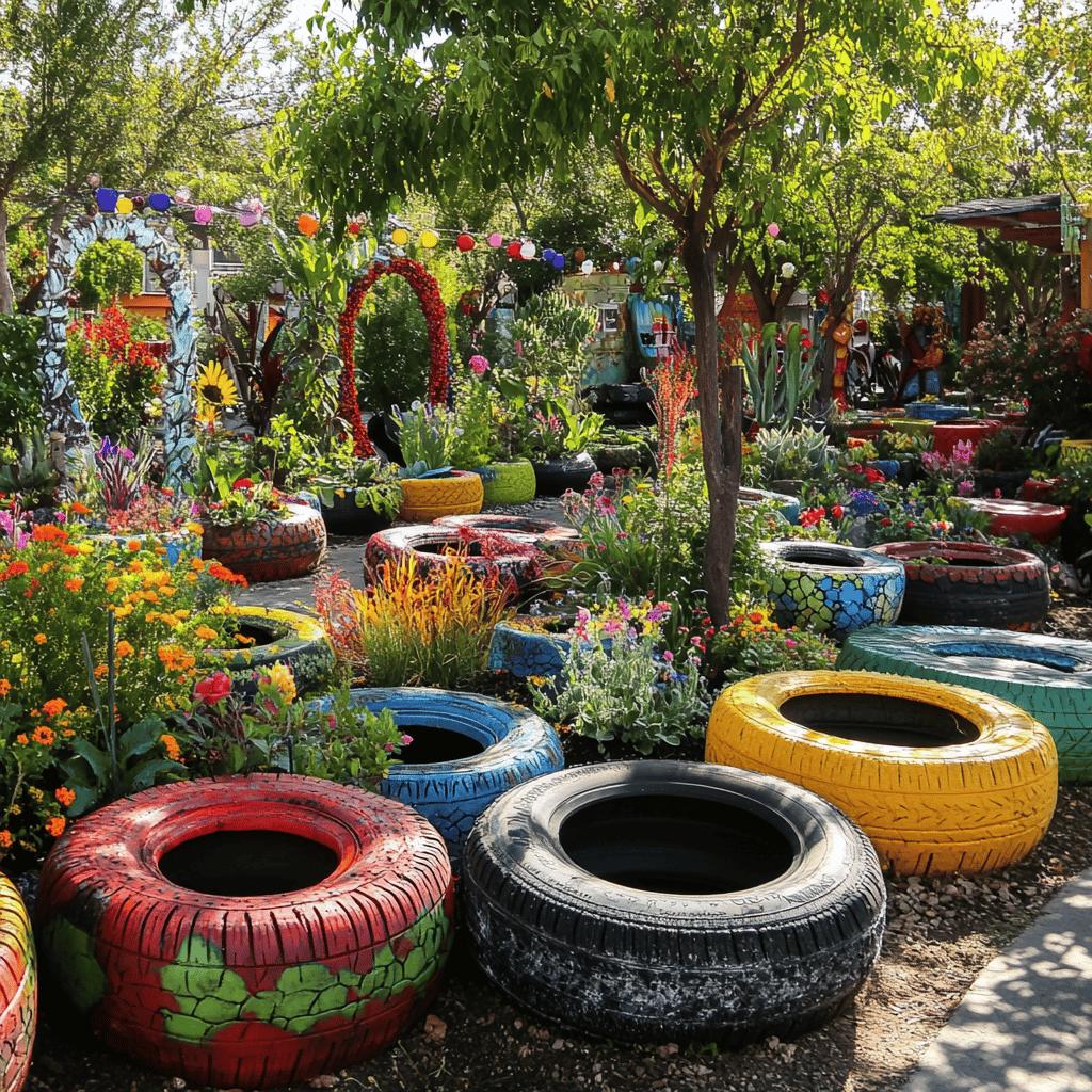 Transforme Seu Jardim: 55 Ideias Incríveis de Jardinagem com Pneus! 2 55 Ideias de Jardinagem Criativas com Pneus