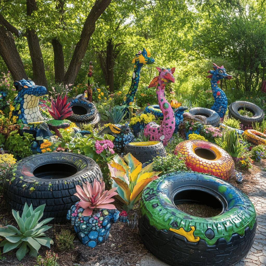 Transforme Seu Jardim: 55 Ideias Incríveis de Jardinagem com Pneus! 6 55 Ideias de Jardinagem Criativas com Pneus