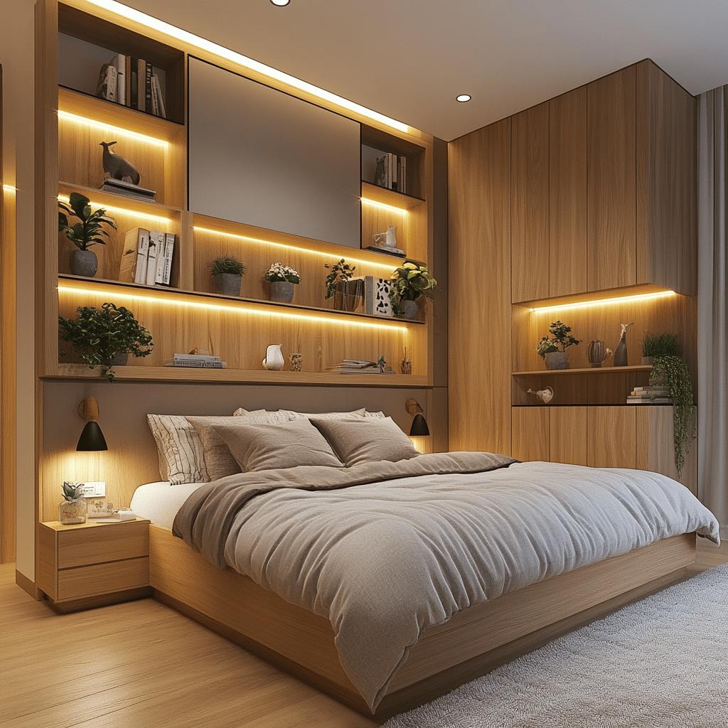 Transformando Seu Quarto de Casal com Espaços Inteligentes e Nichos Funcionais 2 Espaços Inteligentes: Como Nichos Podem Transformar Seu Quarto de Casal