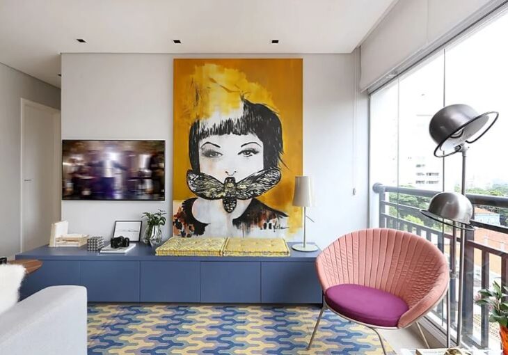 Modelos Elegantes de Tapete Azul para Valorizar Sua Decoração 10 Loft 87