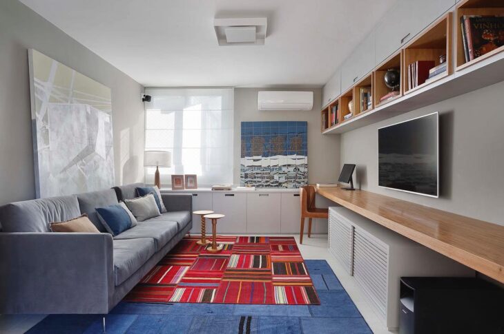 Modelos Elegantes de Tapete Azul para Valorizar Sua Decoração 7 Escala Arquitetura