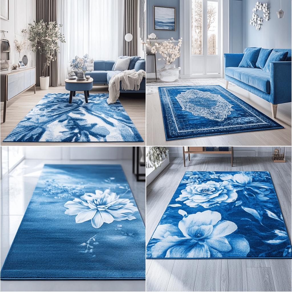 Modelos Elegantes de Tapete Azul para Valorizar Sua Decoração 4 75 Modelos de Tapete Azul para Adicionar Cor à Sua Decoração