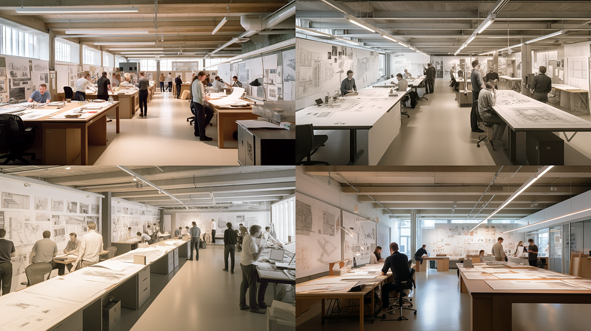 Encontro de Arquitetos AIA24 em Washington D.C.: Conexões e Inovações na Arquitetura 10 Uma visão do atelier de um arquiteto, retratando um espaço criativo de trabalho.