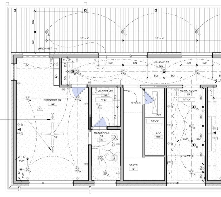 Entendendo os Fundamentos dos Planos de Teto Refletido 5 Este é um plano de teto refletido renderizado com portas.