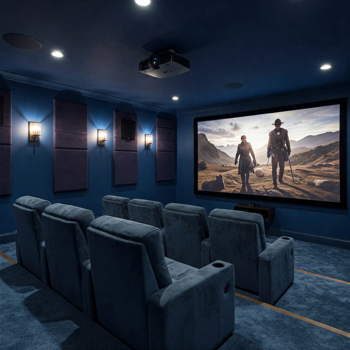 Como Montar Seu Próprio Cinema em Casa: Dicas Essenciais 2 Uma imagem que representa a criação de um cinema em casa, com foco na experiência de visualização e conforto.