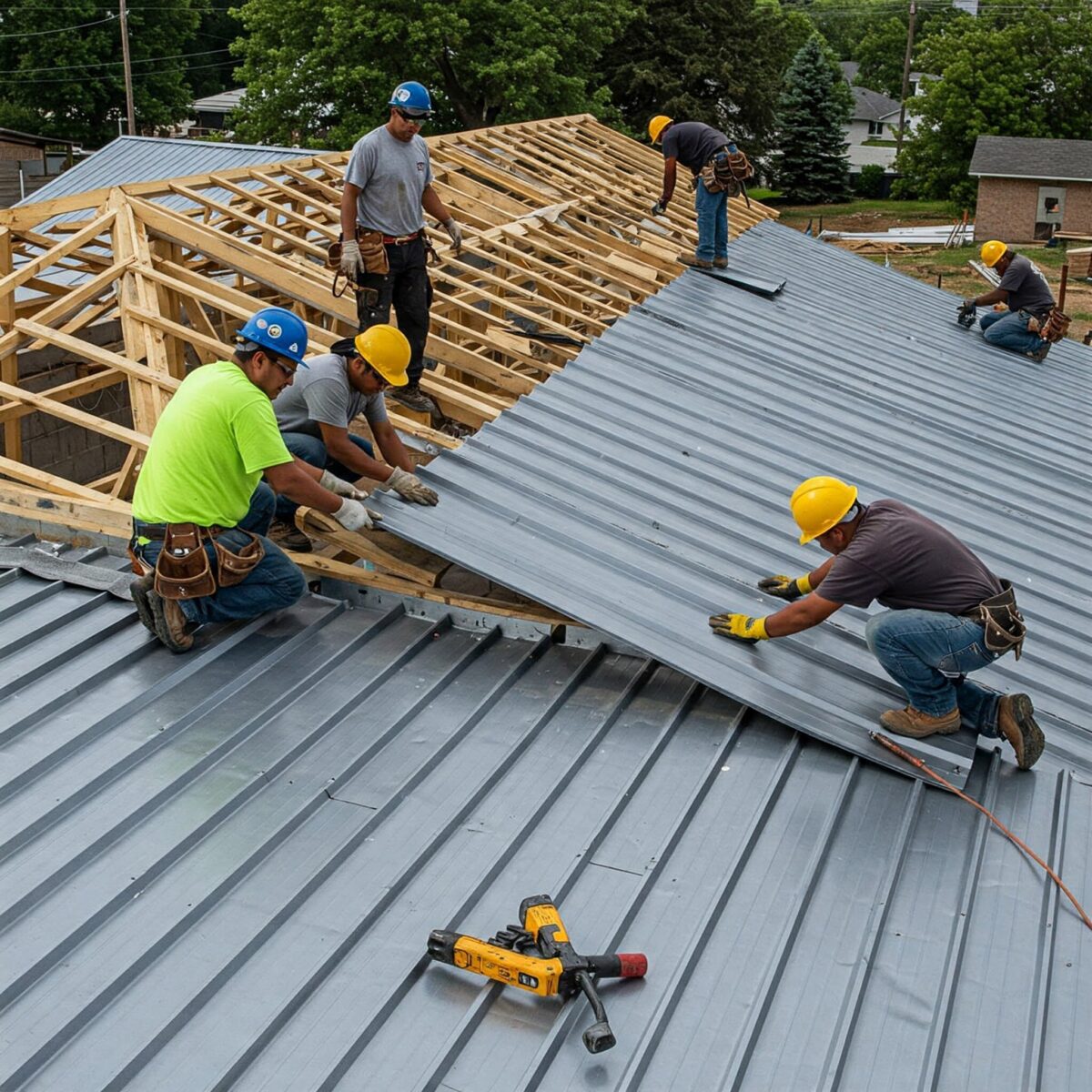 Instalação de Telhas Metálicas: É Melhor Fazer Sozinho ou Contratar um Especialista? 2 Imagem de um telhado de metal recém-instalado que mostra brilho e modernidade, simbolizando a durabilidade e eficiência energética do material.