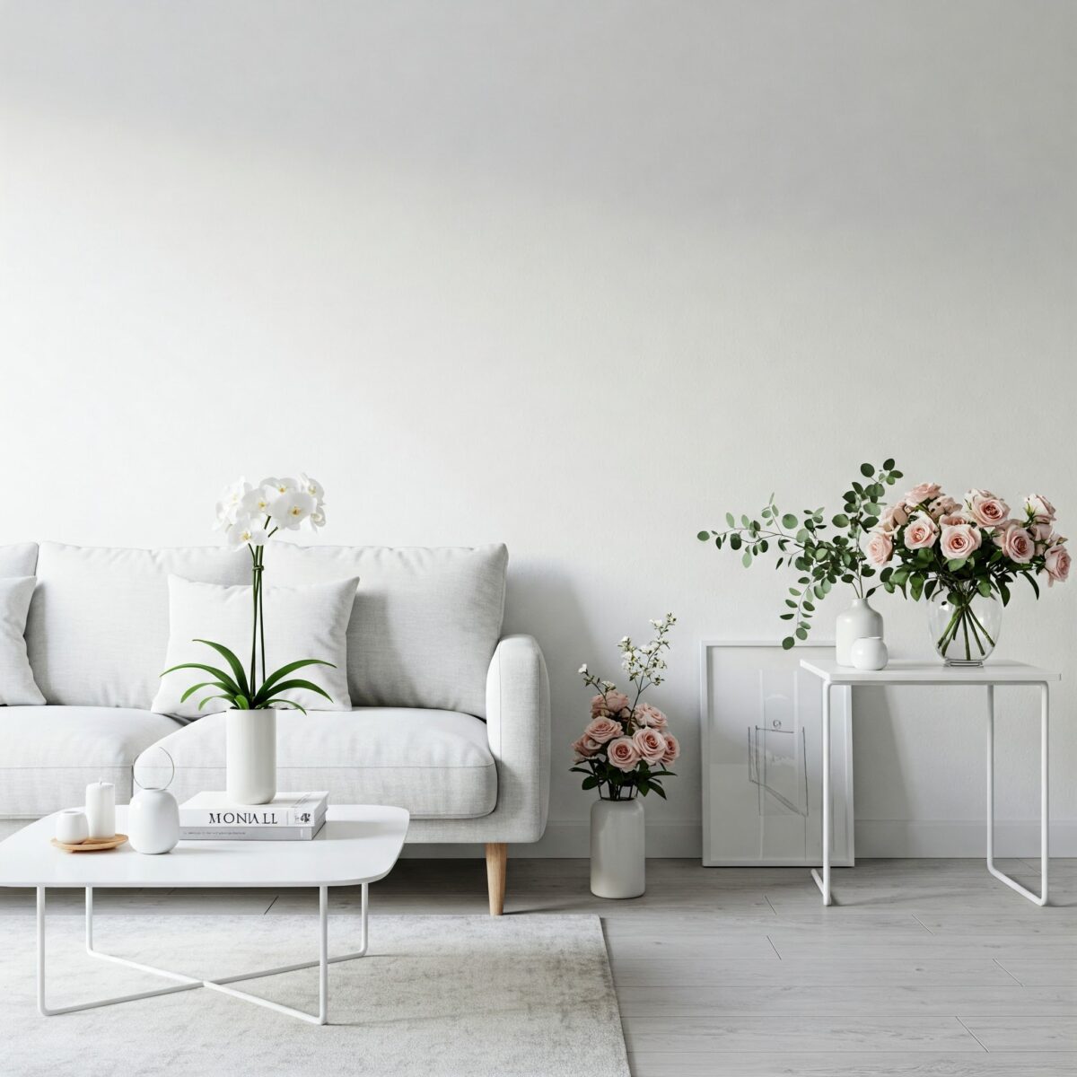 Incorporando Acentos Florais Minimalistas na Decoração do Seu Lar 2 Imagem de flores minimalistas elegantemente dispostas em um interior moderno.