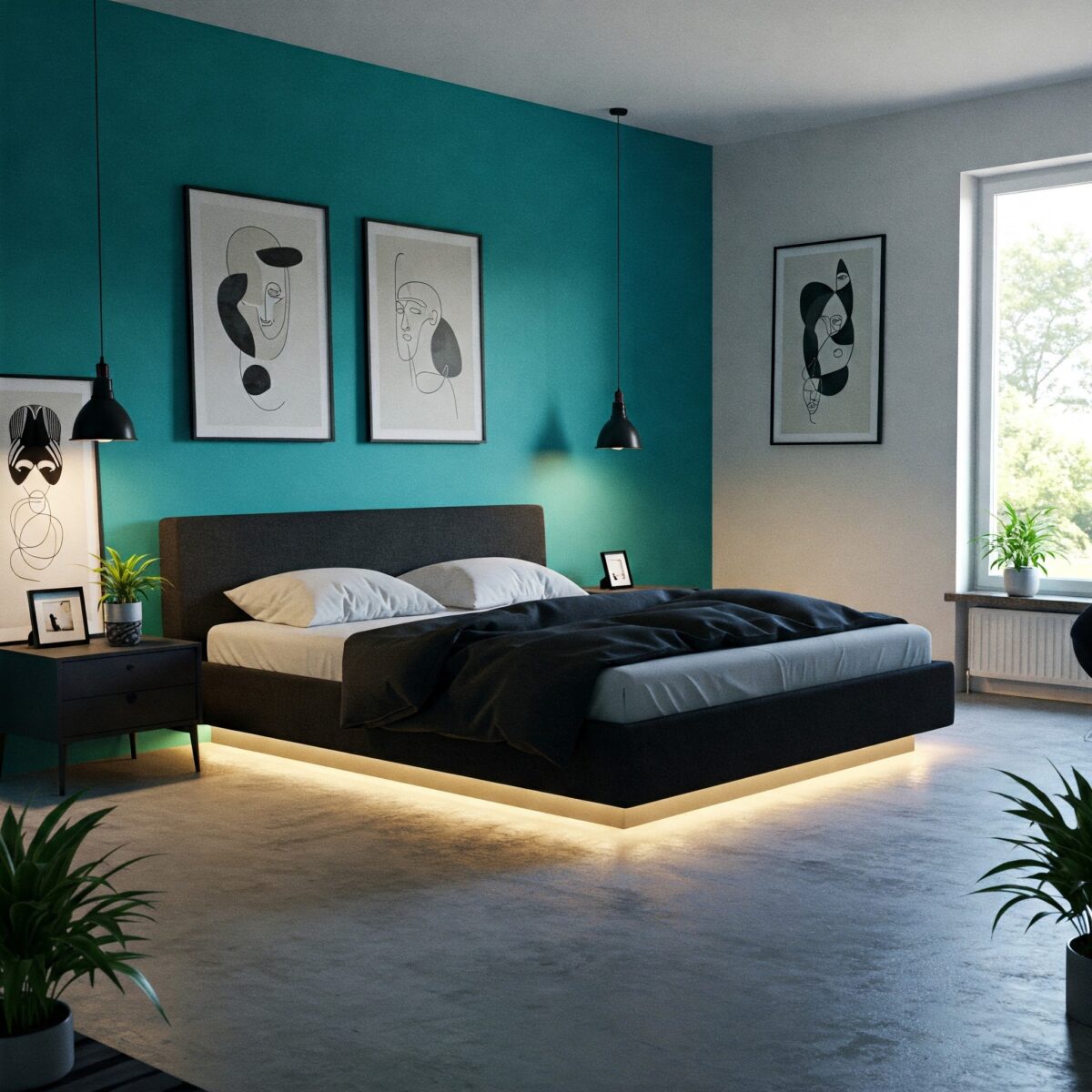 Uma atualização ousada com uma parede de destaque pode transformar rapidamente seu quarto.