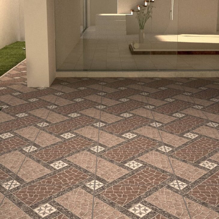 Dicas essenciais e ideias inspiradoras para o piso do seu quintal 7 O piso remete à textura de pedras portuguesas e azulejo