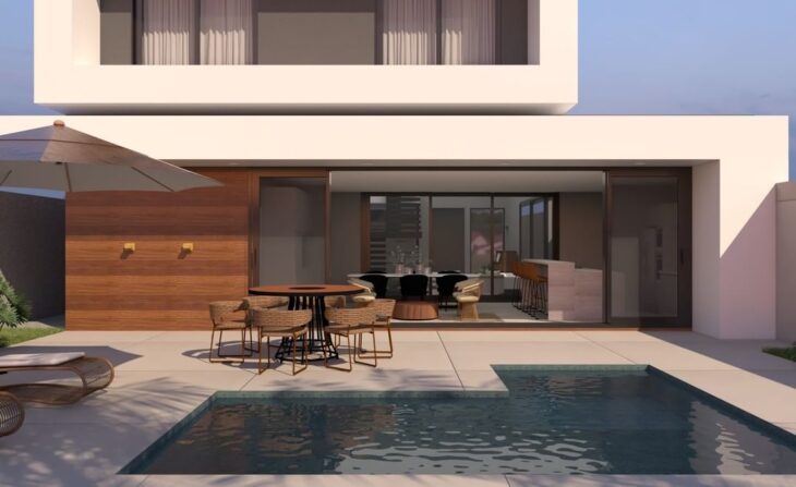Opções de porcelanato para piscina e orientações de aplicação 1 Foto de um porcelanato utilizado ao redor da piscina com boa aderência.