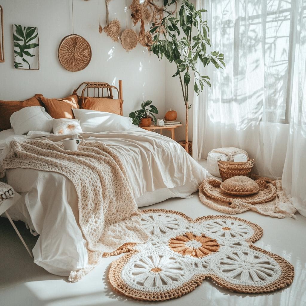 Decoração de Quartos com Tapetes de Crochê: Dicas para um Ambiente Aconchegante 2 Tapete de crochê para quarto: como decorar seu espaço com essa peça