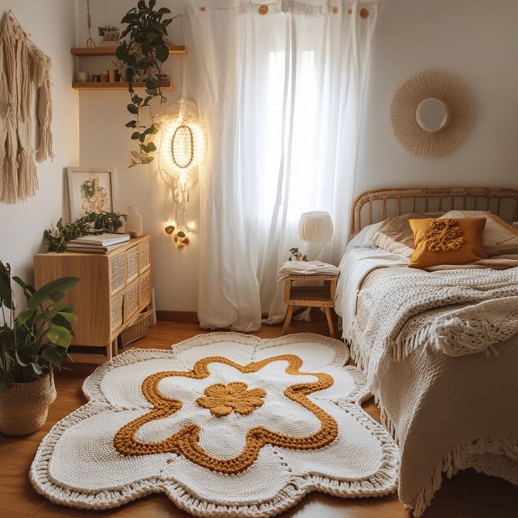 Decoração de Quartos com Tapetes de Crochê: Dicas para um Ambiente Aconchegante 6 Tapete de crochê para quarto: como decorar seu espaço com essa peça