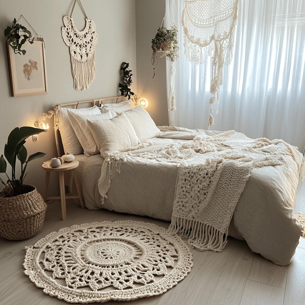 Decoração de Quartos com Tapetes de Crochê: Dicas para um Ambiente Aconchegante 8 Tapete de crochê para quarto: como decorar seu espaço com essa peça