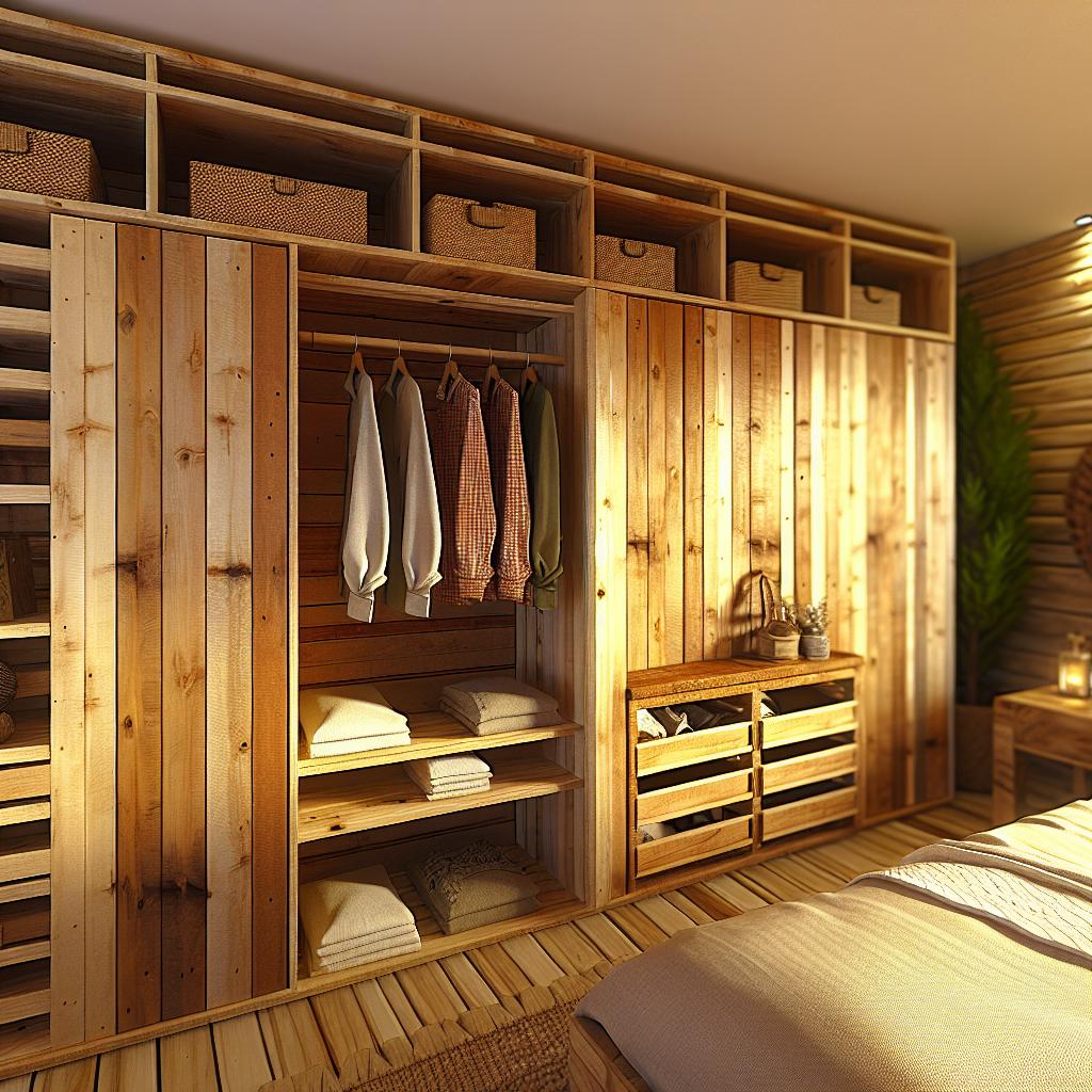 10 Ideias Criativas de Guarda-Roupas de Pallet para Transformar seu Espaço 2 guarda-roupa-de-pallet
