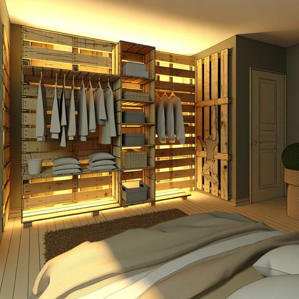 10 Ideias Criativas de Guarda-Roupas de Pallet para Transformar seu Espaço 3 guarda-roupa-de-pallet